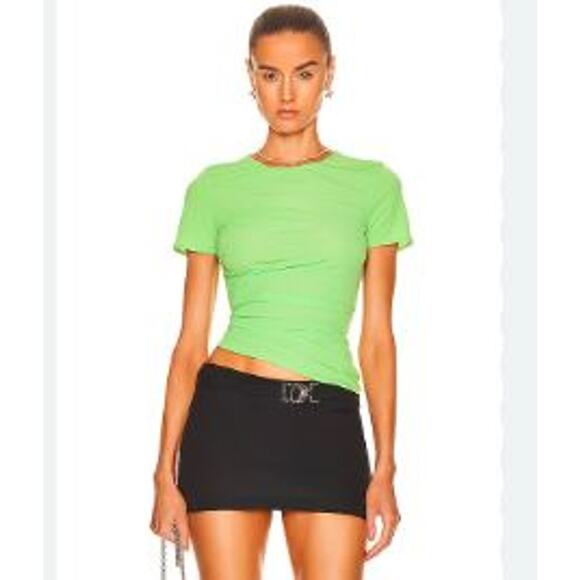 Helmut Lang Green Reversible Short Sleeve T-Shirt Lawn Neon Green XS L NWT 245 - Picture 1 of 12